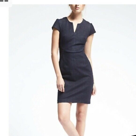 Banana Republic Seamed Ponte Sheath Dress Gray Lined Stretch Career Womens 4 - Picture 9 of 9